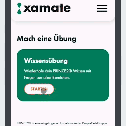 PRINCE2® Foundation Examen-Trainer Üben Modus